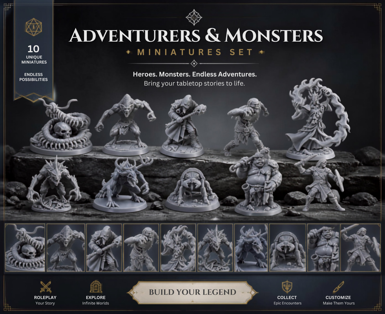 473 Forge Forest Encounter – 10 Fantasy Resin Miniatures 28mm Tabletop RPG dnd