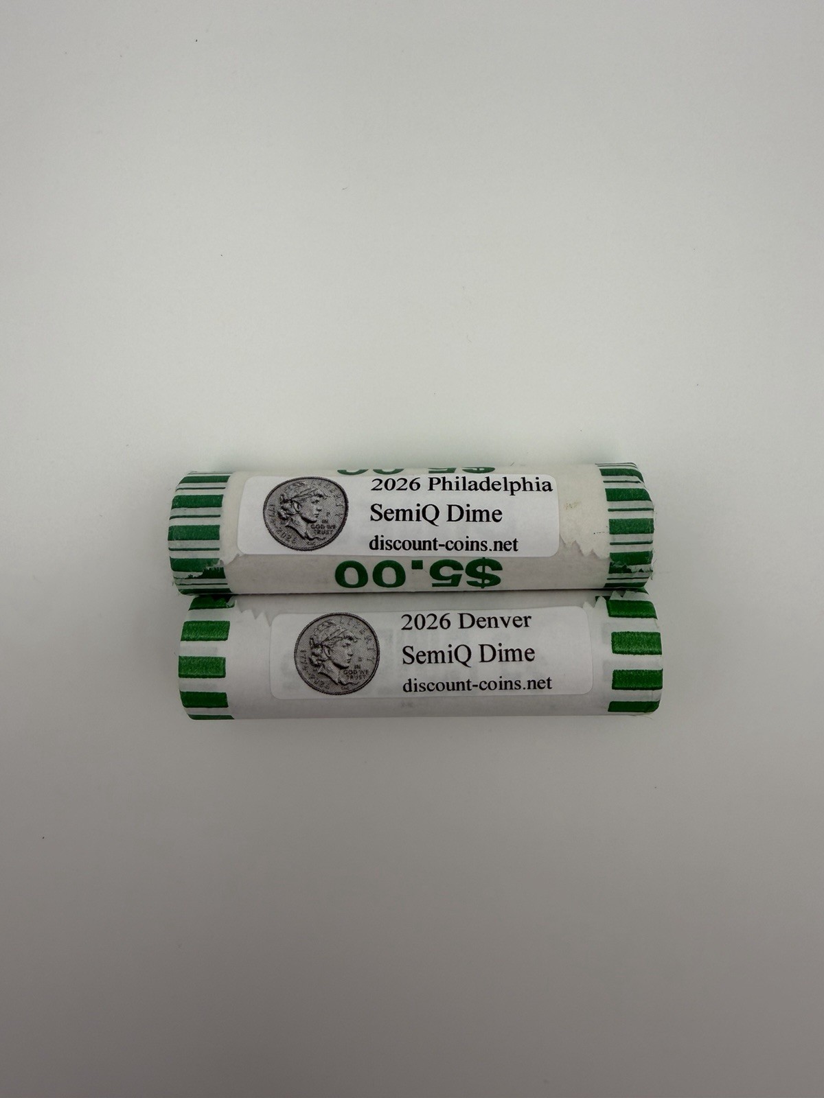 2026 P + D SemiQ Emerging Liberty Dime 2x $5 Roll 100 Coins - IN HAND