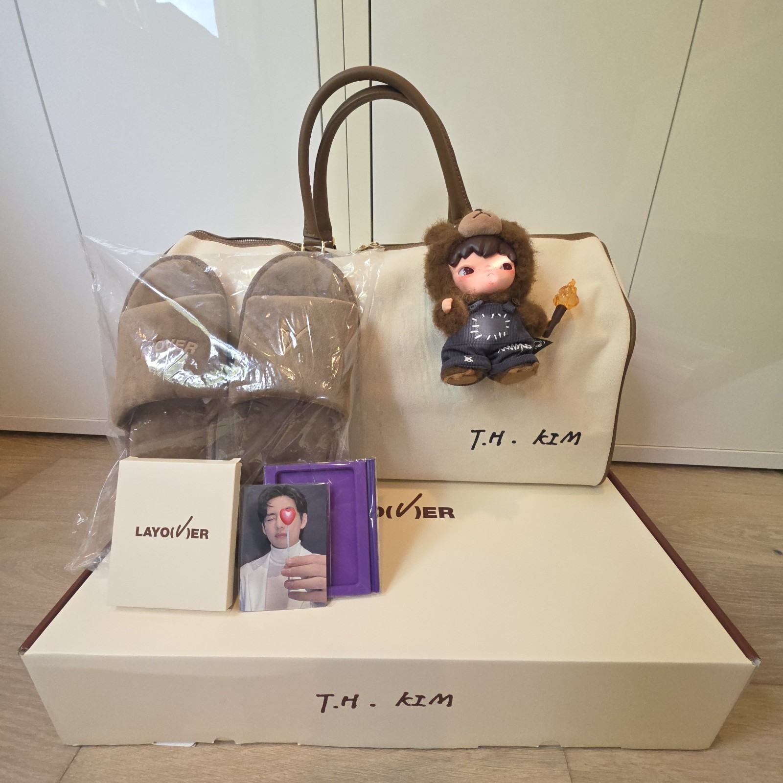 BTS- V (TH Kim) Boston Bag with Hirono (V\'s Lucky Charm) Limited Edition