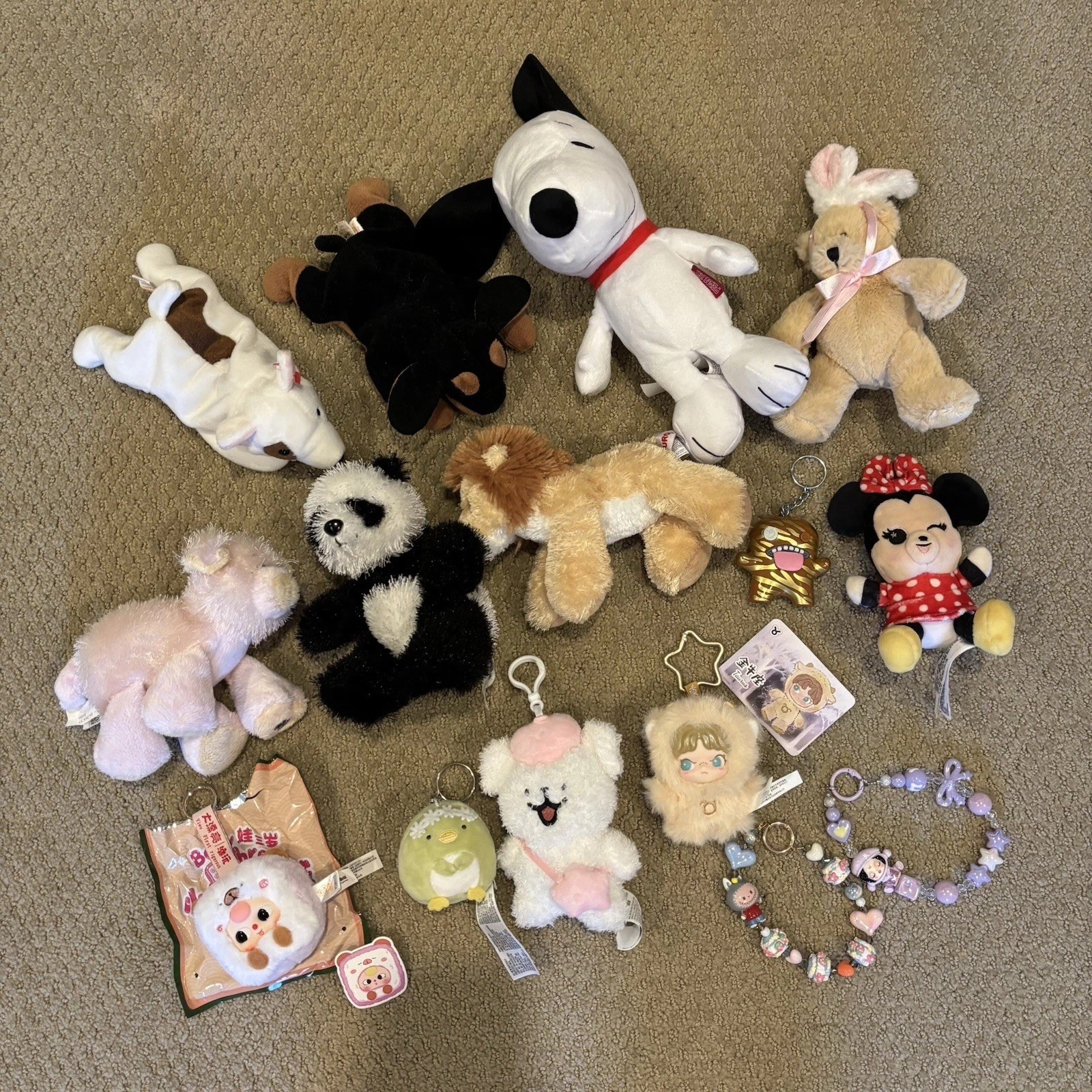 Lot Of Assorted Plushies Webkinz Beanie Babies Blind Boxes Labubu Baby Three