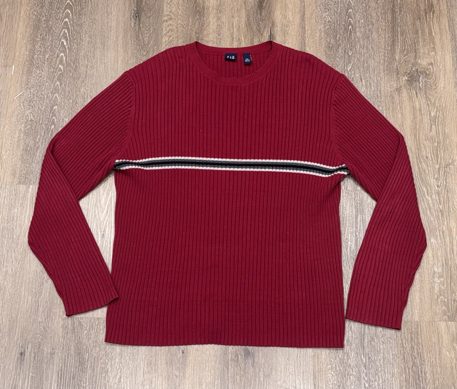 Vintage Gap Sweater Mens XXL 90s Red Chunky Ribbed Cotton Skater Knit