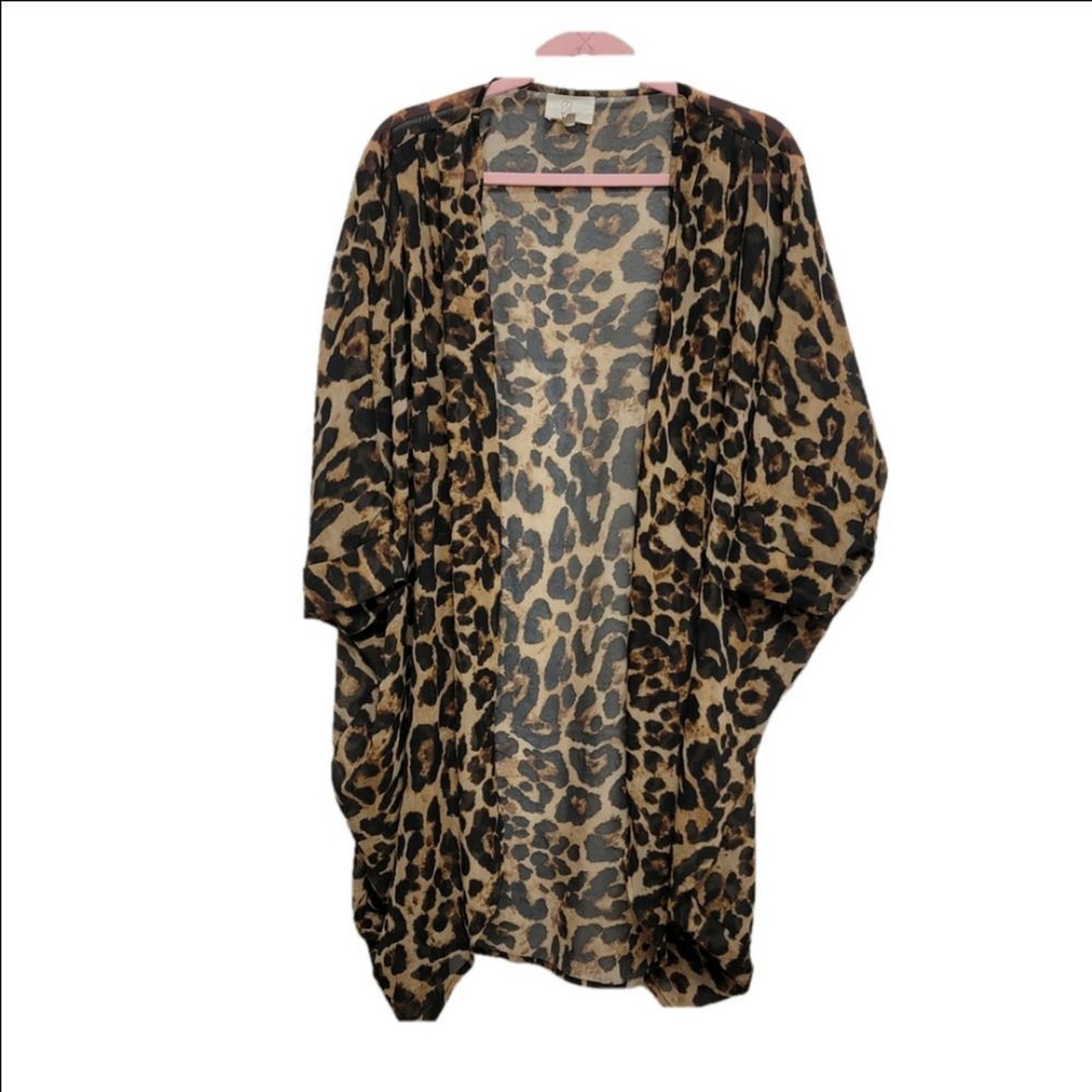 M Love Beach Cover One Animal Print Rayon Blouse Black Brown Sheer Size 0