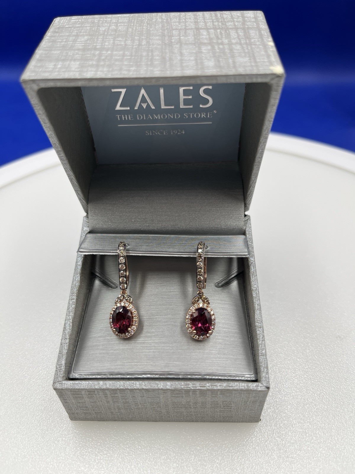 LE VIAN GARNET AND DIAMOND DROP/DANGLE EARRINGS IN 14K ROSE GOLD LE VIAN GARNET AND DIAMOND DROP/DANGLE EARRINGS IN 14K ROSE GOLD