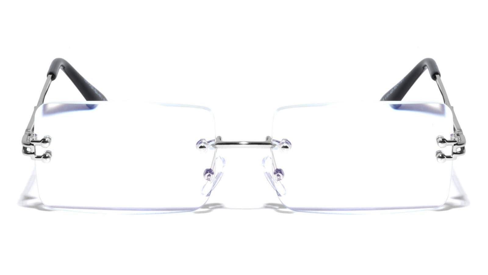 Men Rimless Metal Rectangular Reading Glasses - Clear Lens Reader - Blue Blocker Men Rimless Metal Rectangular Reading Glasses - Clear Lens Reader - Blue Blocker