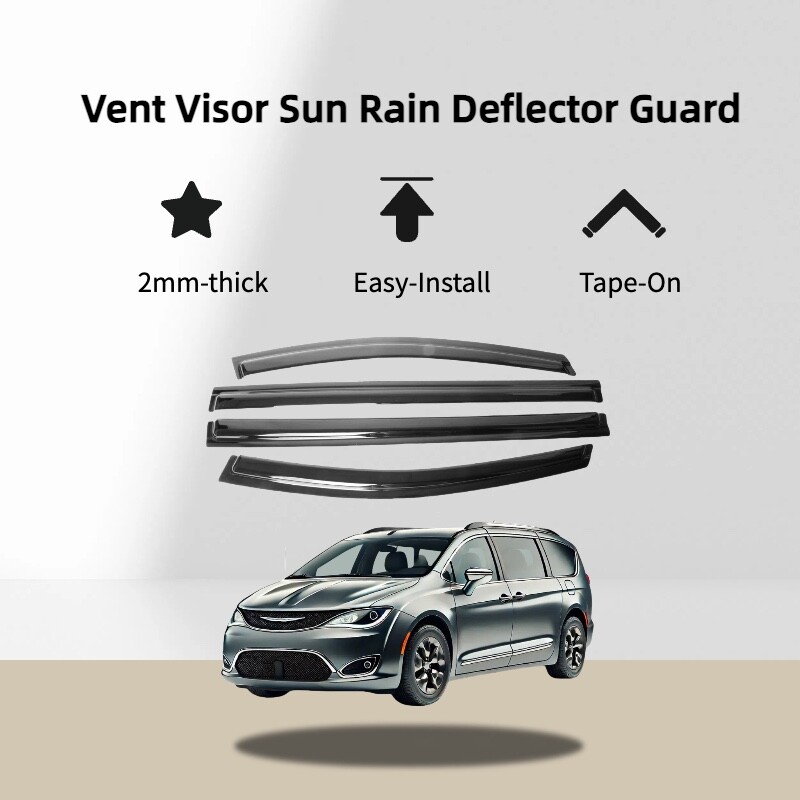 Side Window Visor Sun Rain Deflector Guard 4Pce for Chrysler Pacifica 2017-2024