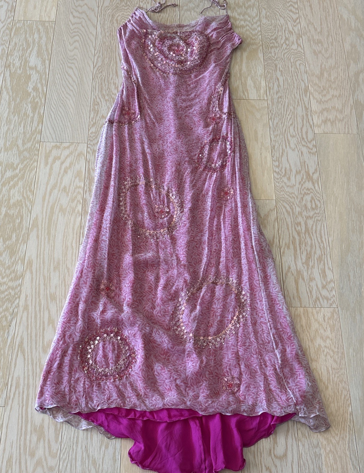 Vintage Badgley Mischka Beaded Sequined Silk Gown