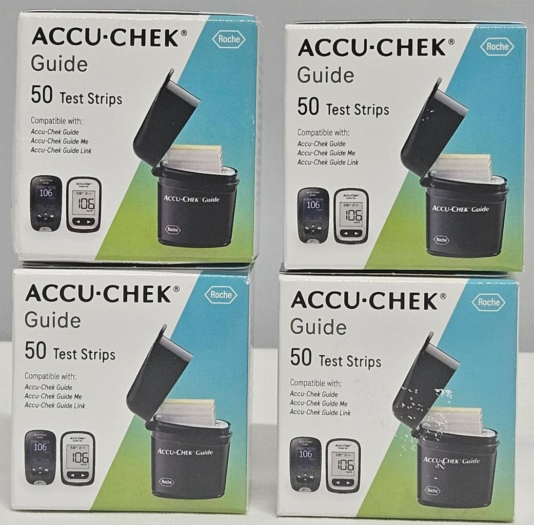 200 Accu-Chek Guide Test Strips 4 boxes of 50  Exp 4/2027+
