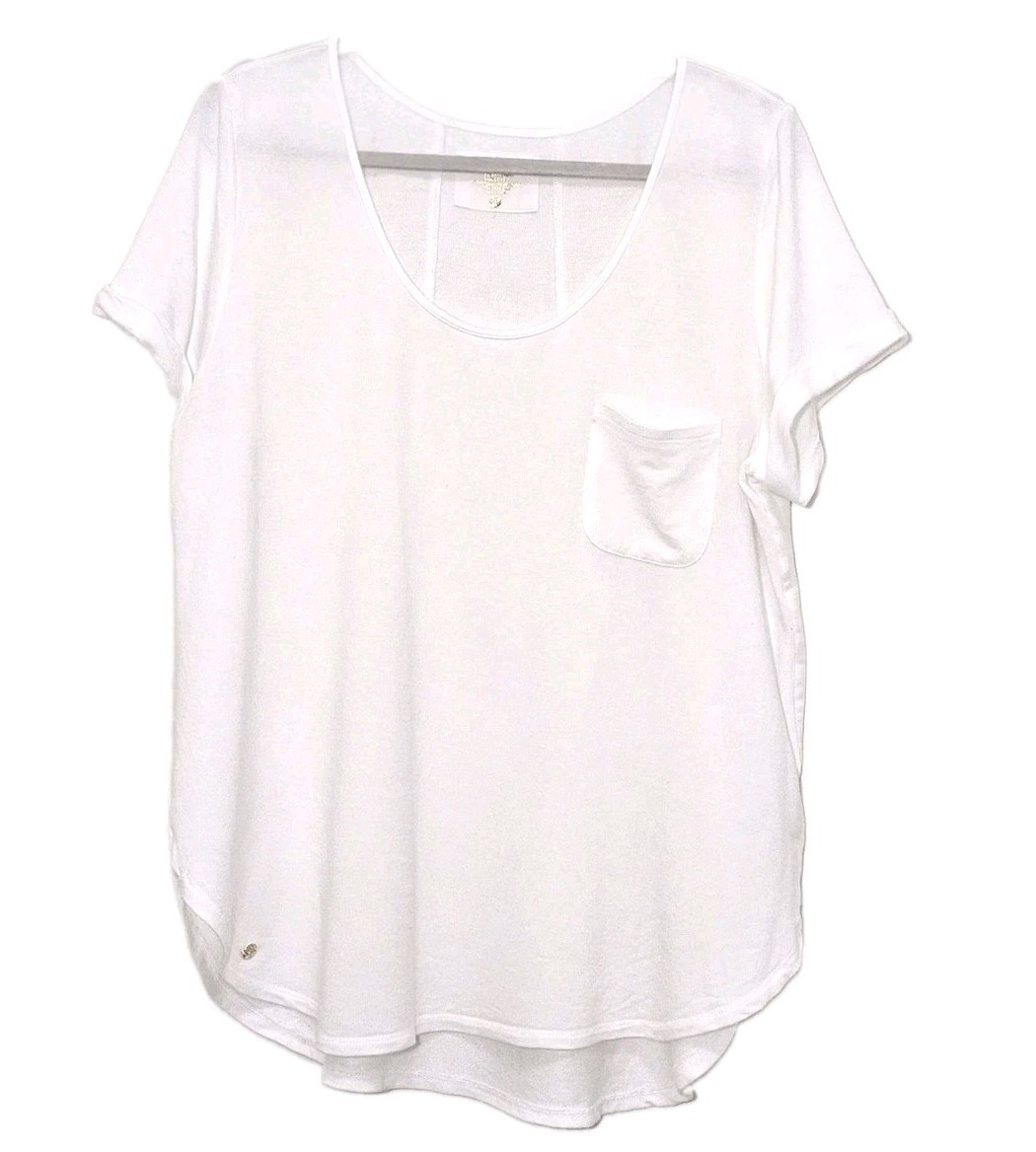 Lilly Pulitzer Women\'s Top Size XL White Luxletic Pocket Tee