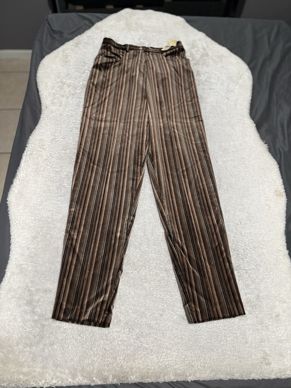 VTG 90s Express Striped Dress Pants Medium High Rise Earth Tone Officecore USA