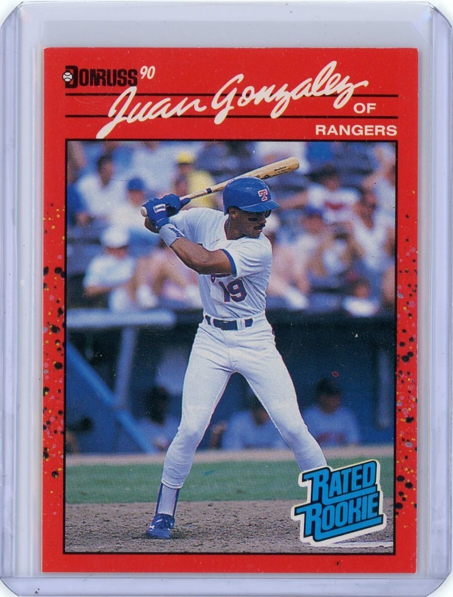 1990 Donruss Baseball Juan Gonzalez Rated Rookie Card #33 1990 Donruss Baseball Juan Gonzalez Rated Rookie Card #33