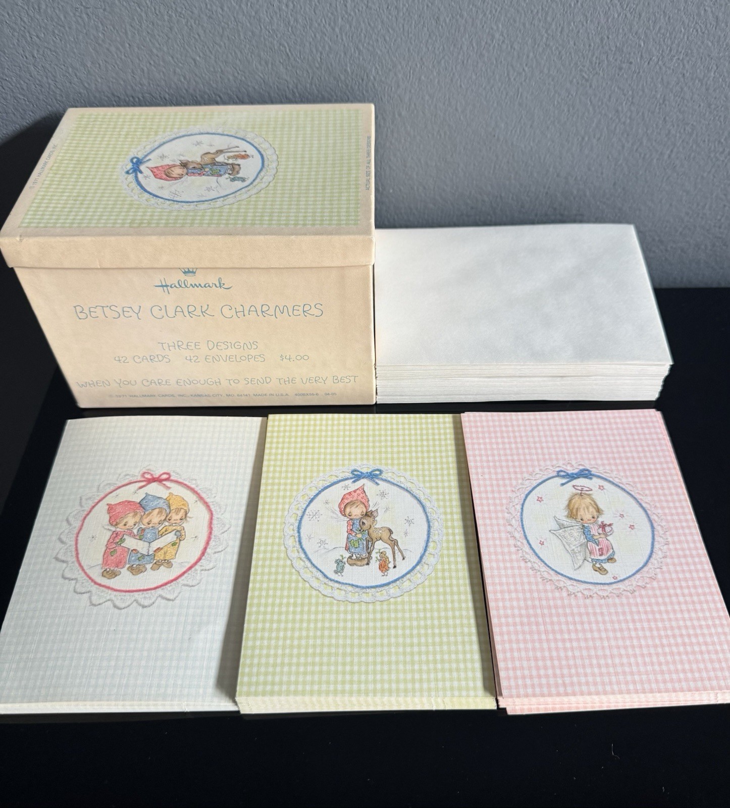 VTG 1971 Hallmark BETSEY CLARK CHARMERS 34 Card & 34 Envelope Christmas 3 Design