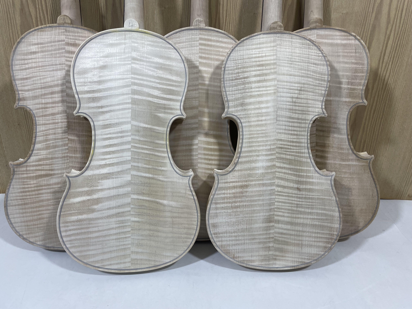 4/4 size Unfinished Violin with Tiger Flame Maple Back white Handmade violin