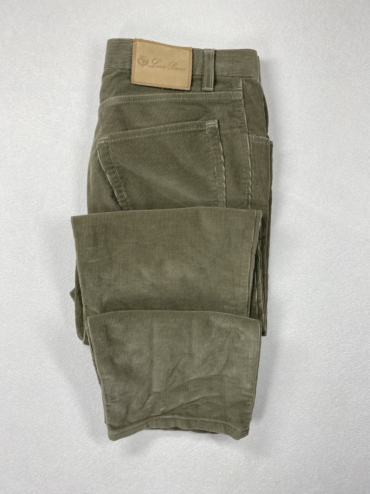 Loro Piana Corduroy Pants Men’s 33x30 Green Italy 5 Pocket Preppy Trousers