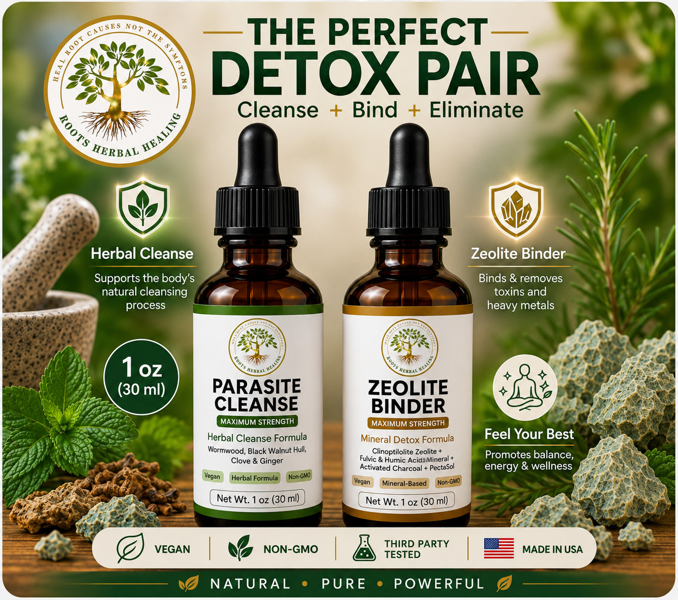 Parasite Cleanse + Zeolite Binder | Maximum Strength Herbal Detox | 2 FOR PRICE