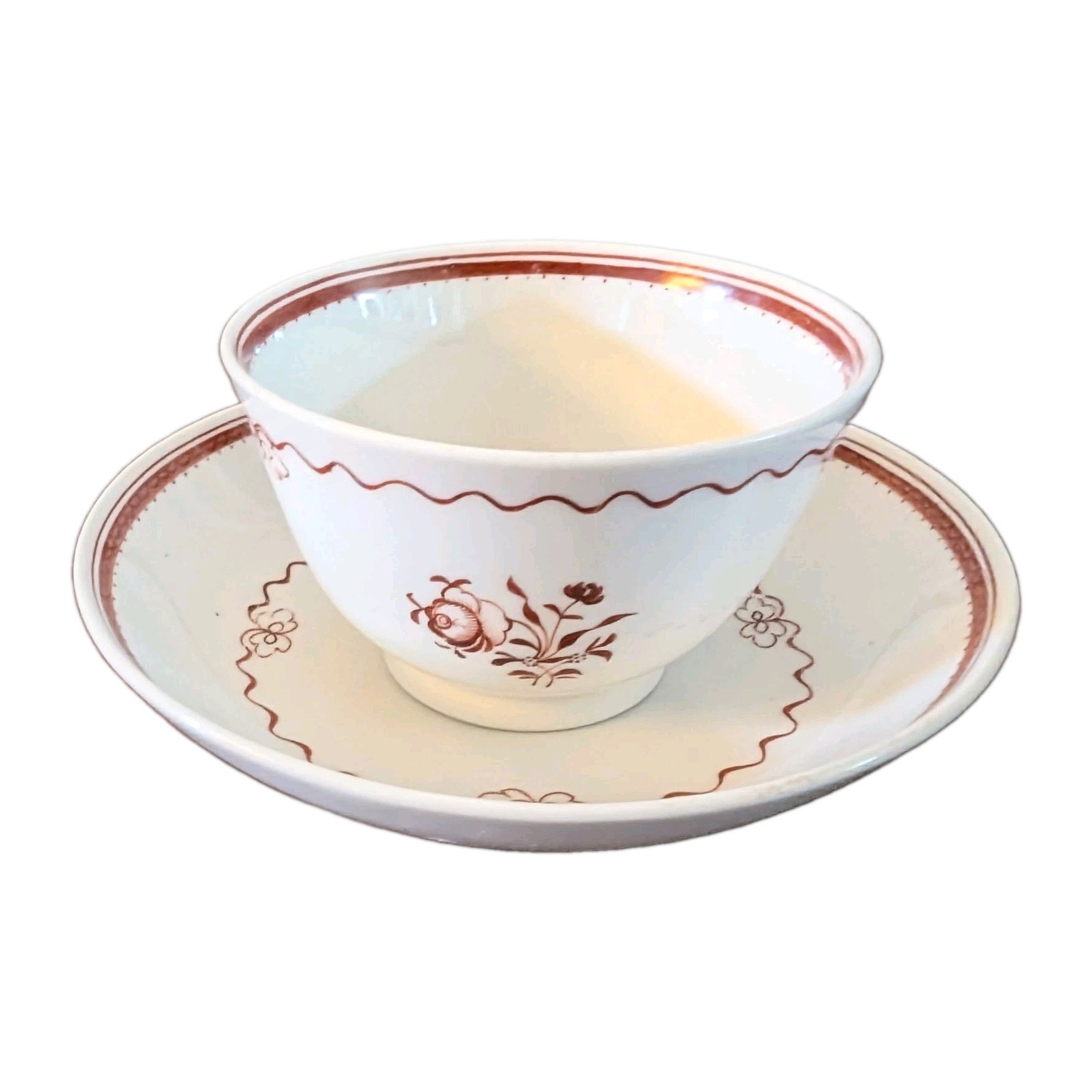Antique 18th Century c. 1790 Chinese Export Handpainted Porcelain Cup & Saucer