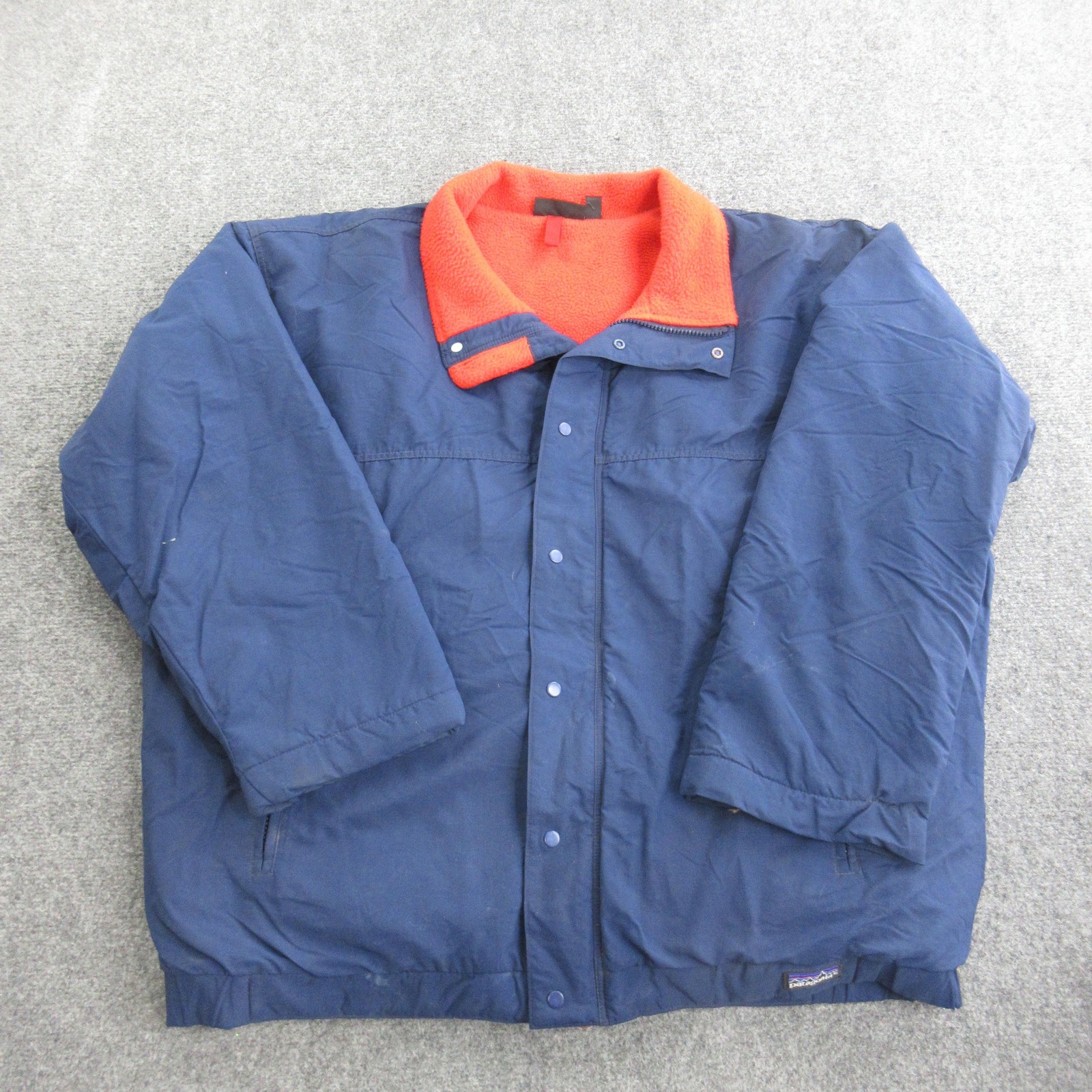 Vtg Patagonia Jacket Mens XL Blue Puffer Fleece Lined Full Zip Made USA Outdoor