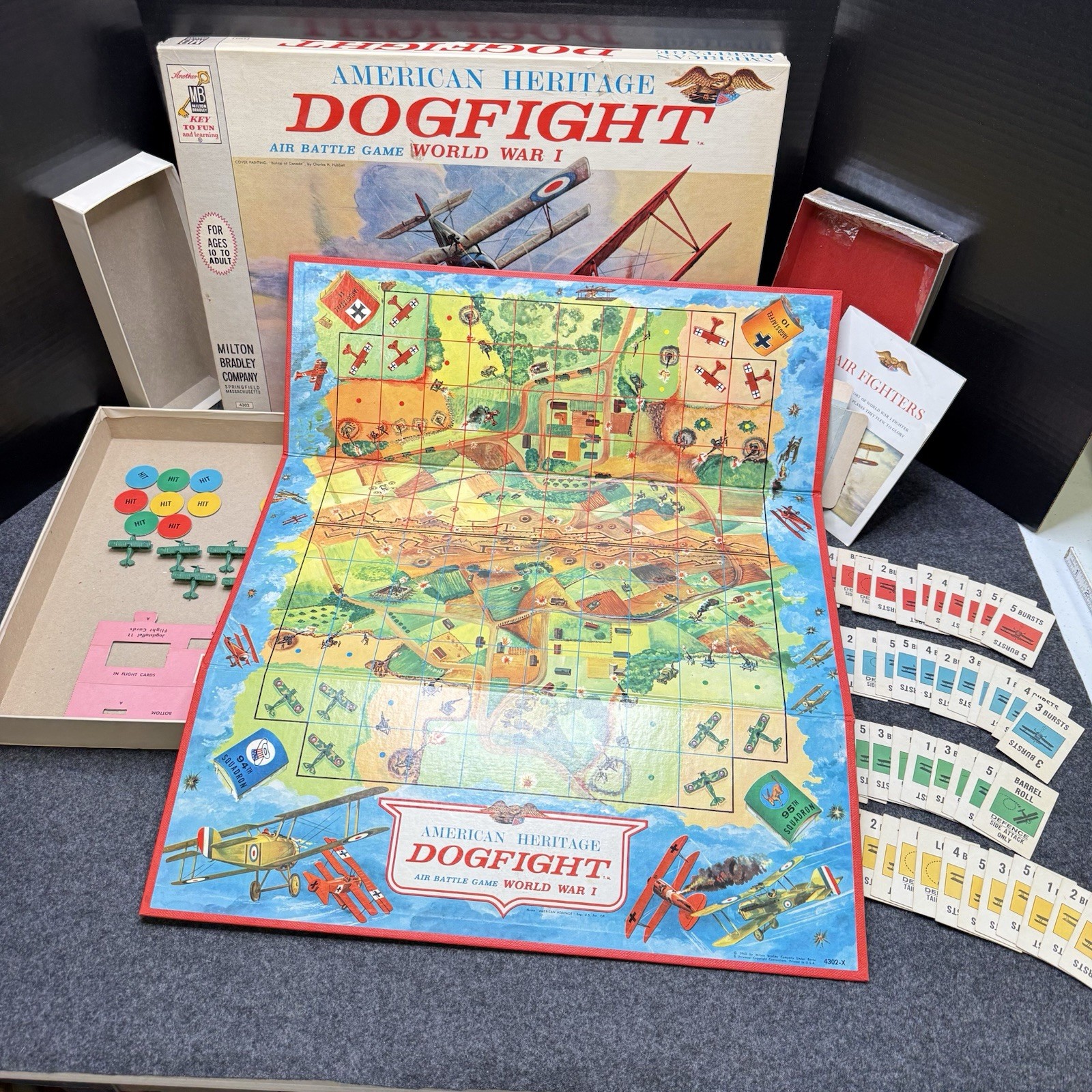 Vintage Milton Bradley American Heritage Dogfight WWI Board Game Incomplete 1963