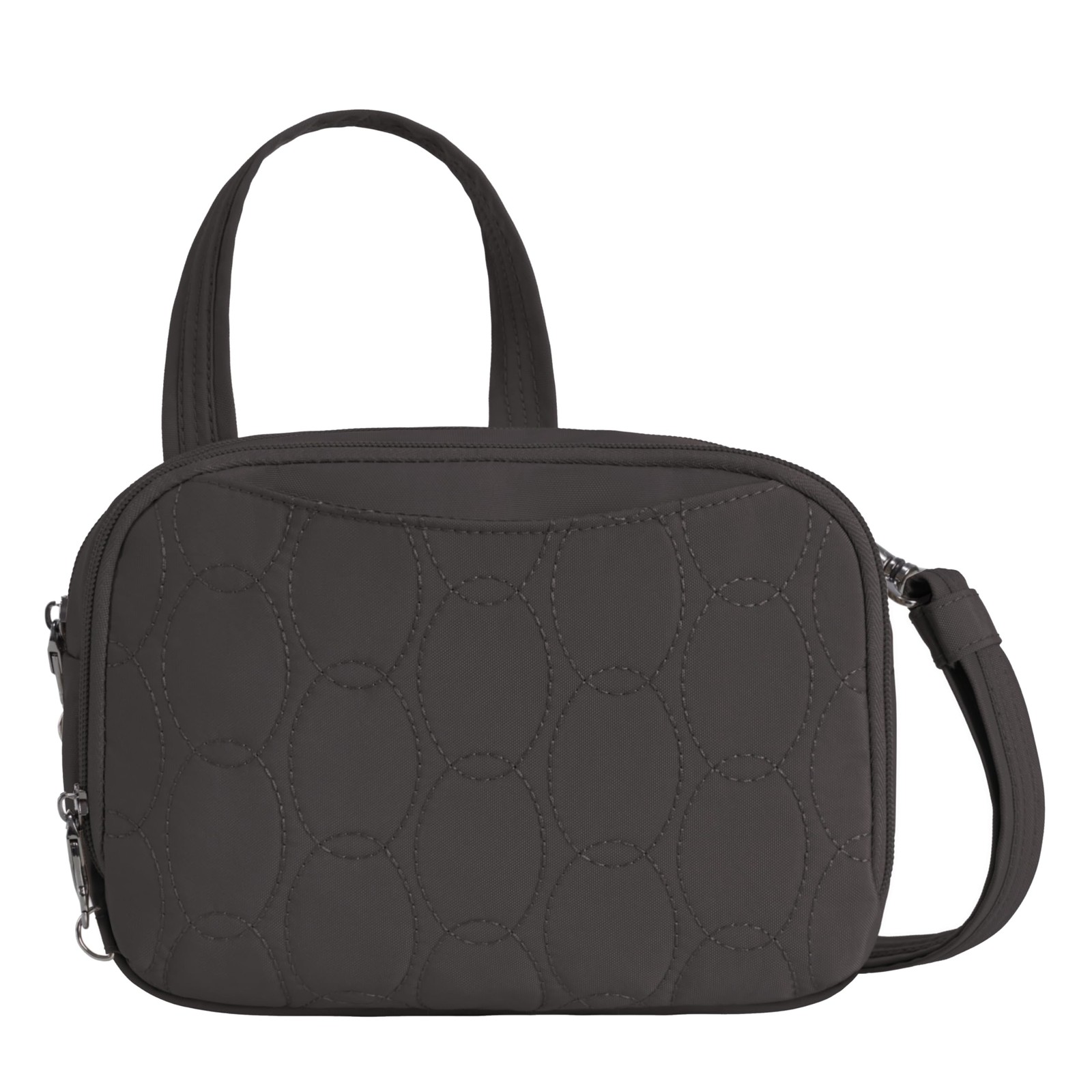 Travelon Anti-Theft Runways Double Compartment Crossbody, Smoke