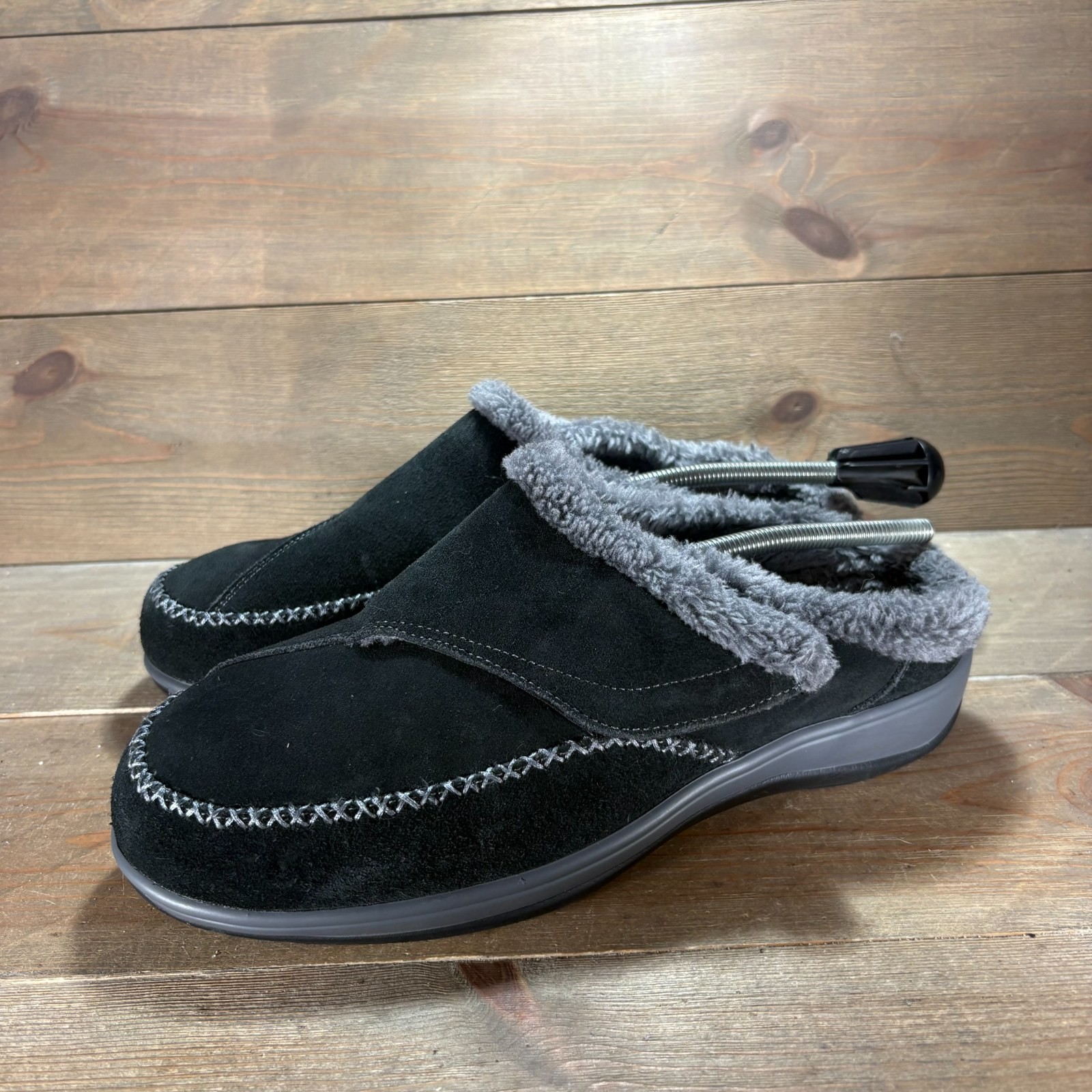 Orthofeet charlotte womens size 10.5 shoes Black Suede Lined Wide Width slippers Orthofeet charlotte womens size 10.5 shoes Black Suede Lined Wide Width slippers