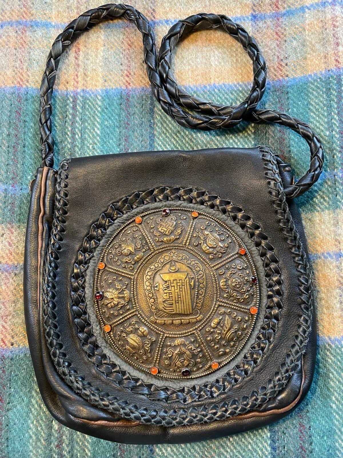 Artist John Binzley Leather Mandala Purse Shoulder Bag Tibetan Indie Boho Design
