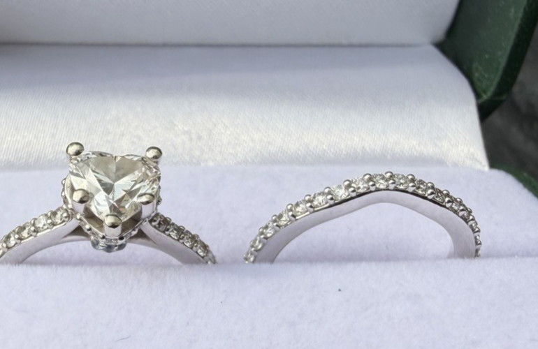 2.30 CT Heart Cut EF/VS Lab Grown Diamond Bridal Wedding Set Ring 14K White Gold