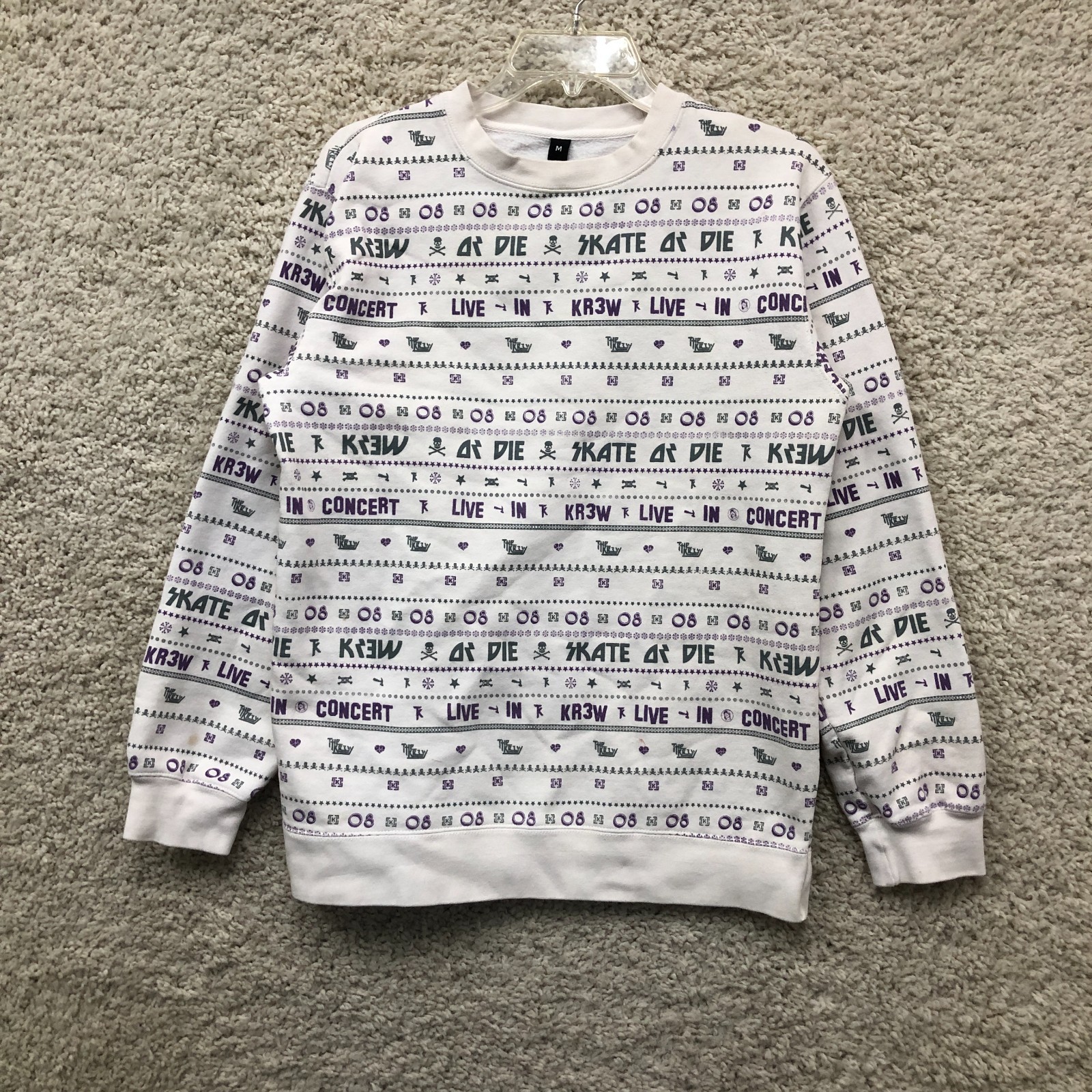 KR3W Sweatshirt Medium Adult White Terry Kenedy 2008 Live in Concert Skate Mens