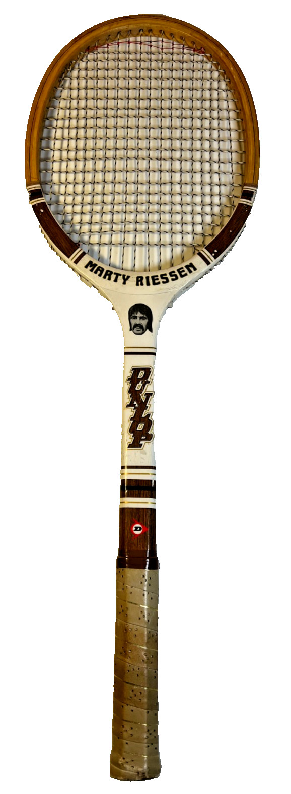 Vintage Dunlop Marty Riessen Portrait Model Wood Tennis Racquet Advisory Staff