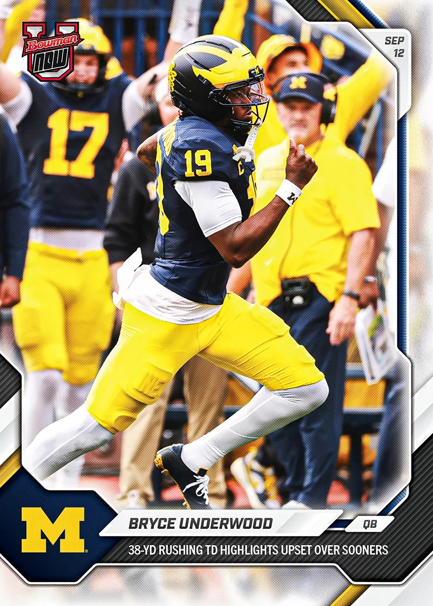 PRESALE 2026 Bowman U Now Bryce Underwood 35-YD Rushing TD Upset over Sooners #6