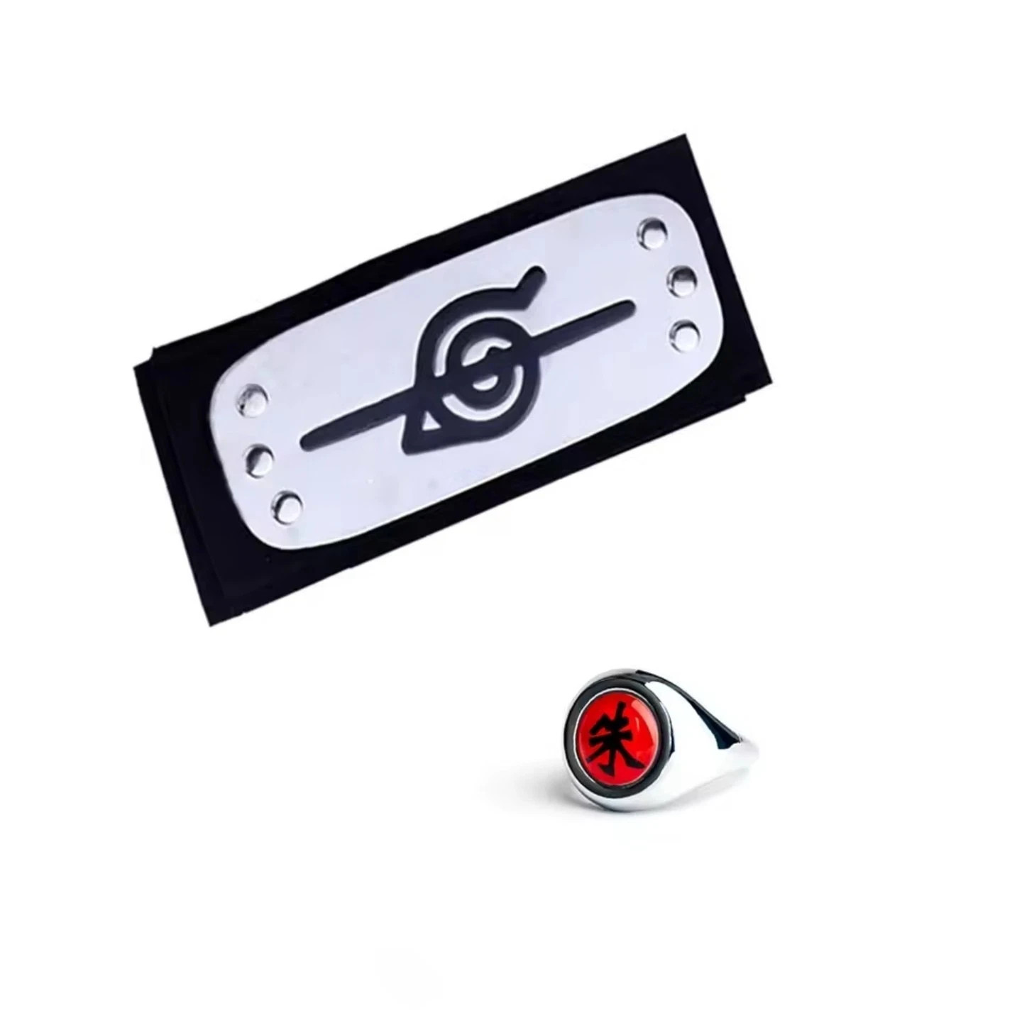 Itachi Uchiha Akatsuki Ring & Headband Set Adjustable Cosplay Anime Accessory