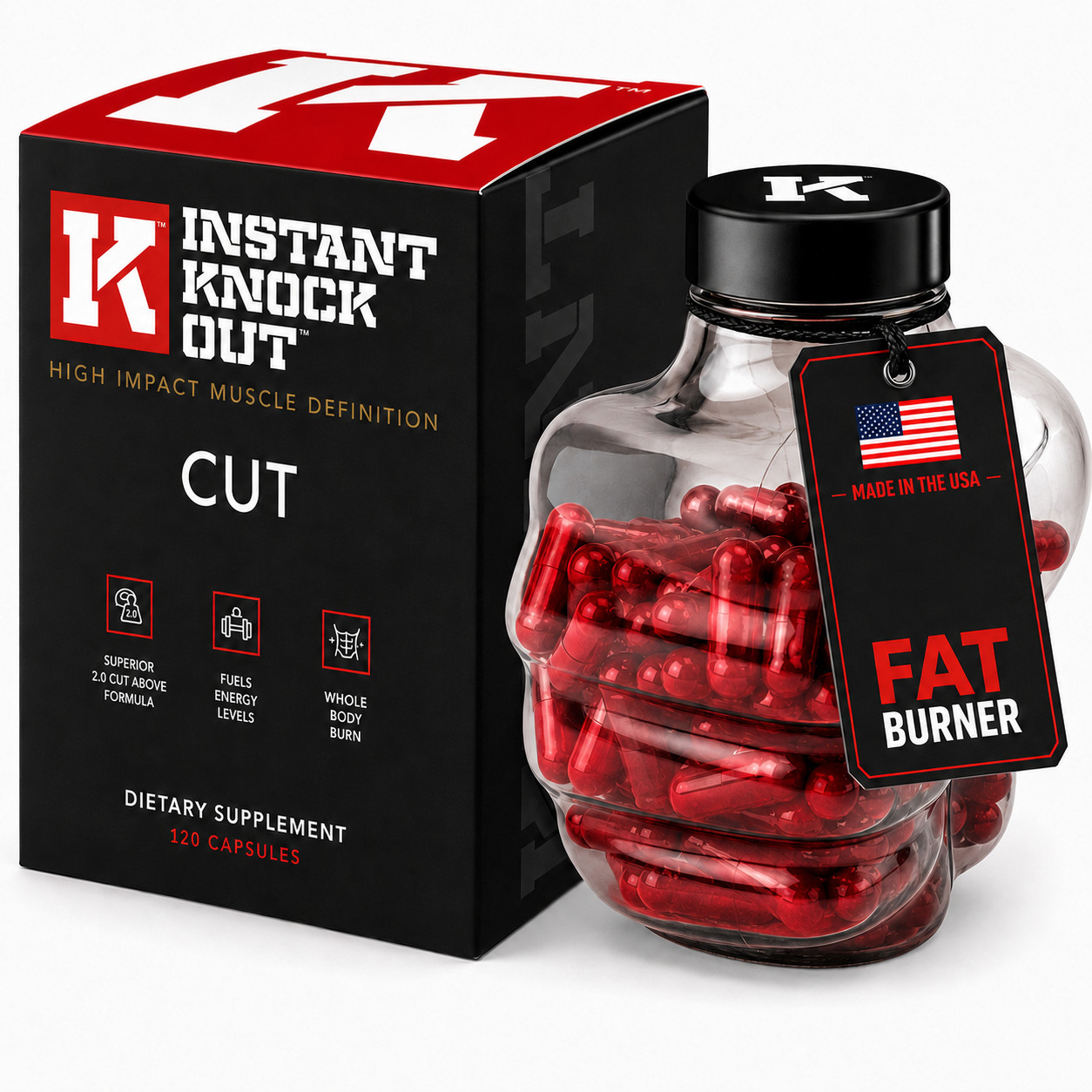 Instant Knockout Cut - #1 Thermogenic Fat Burner for Men & Women - 120 Capsules