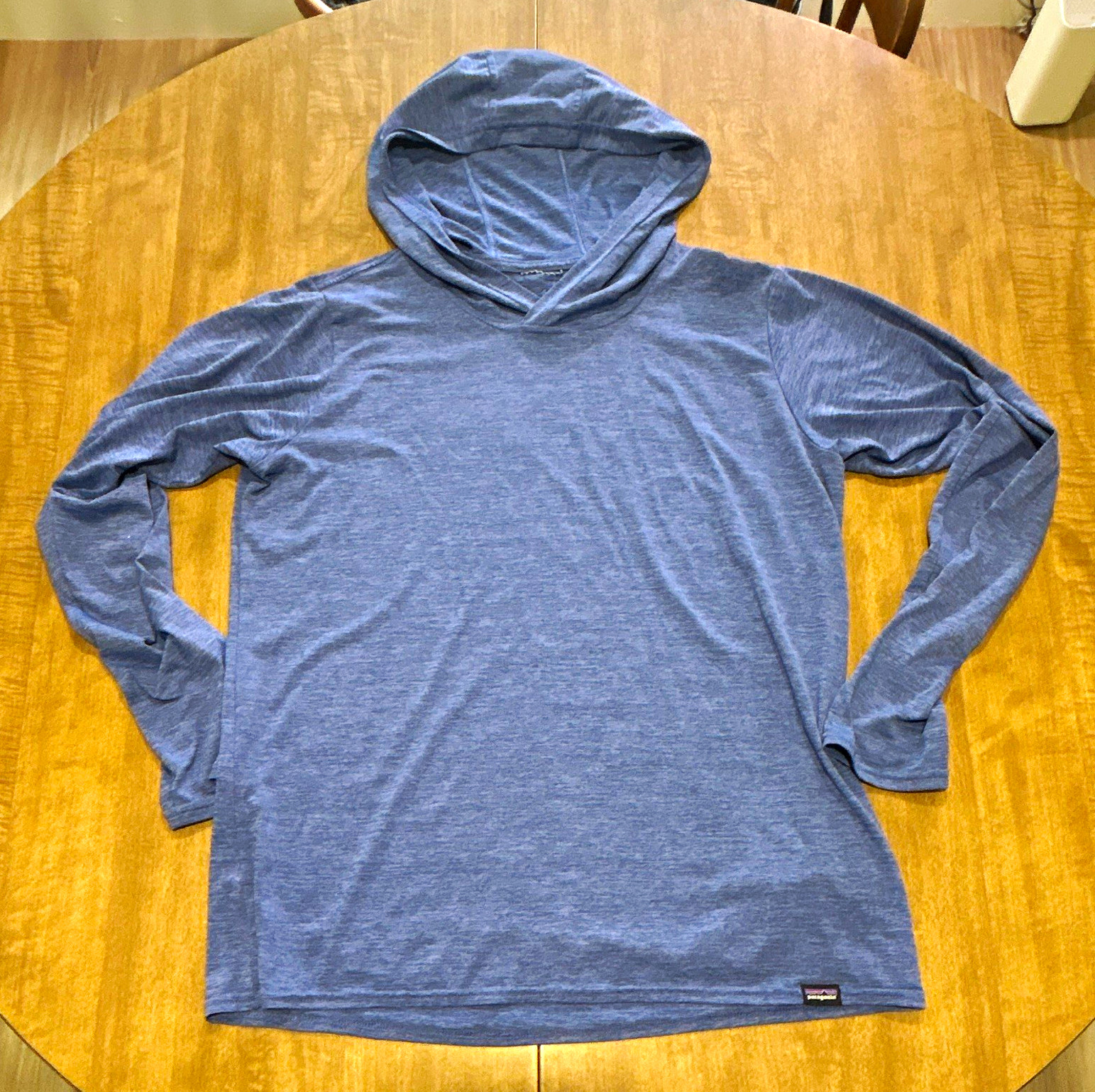 Patagonia Men’s Blue Pullover Hoodie Long Sleeve Polyester Graphic Logo M