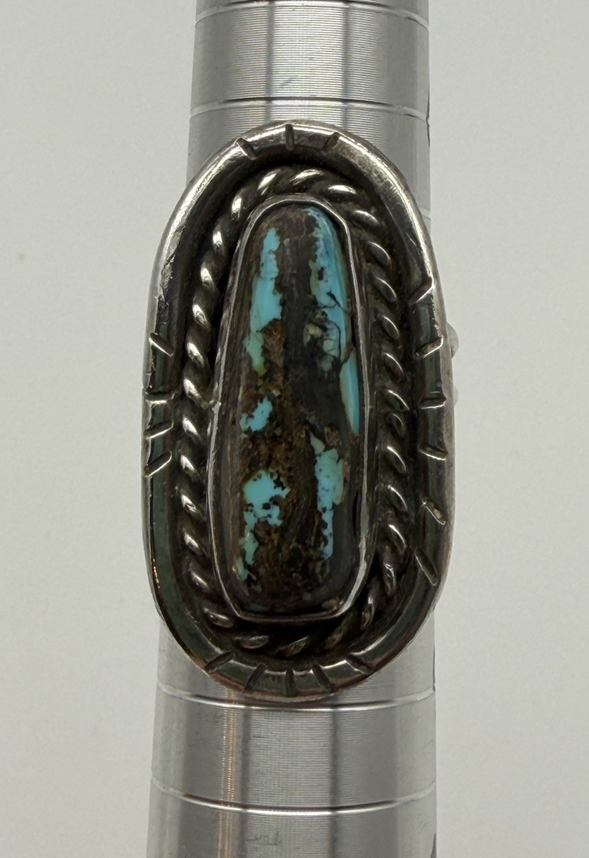 VTG Old Pawn Navajo Native American Turquoise Sterling Silver 7.5