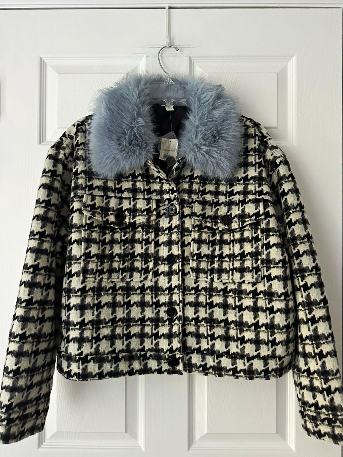 Cato Women’s XL Houndstooth Jacket with Faux Fur Collar