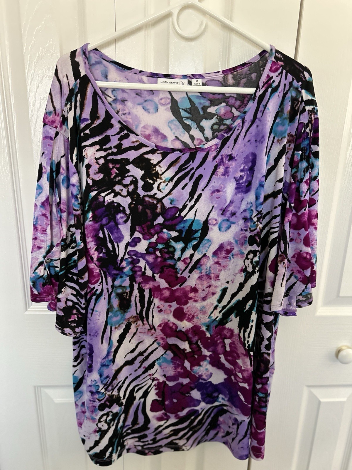 Susan Graver Multicolor Print Tunic Top Size 3X