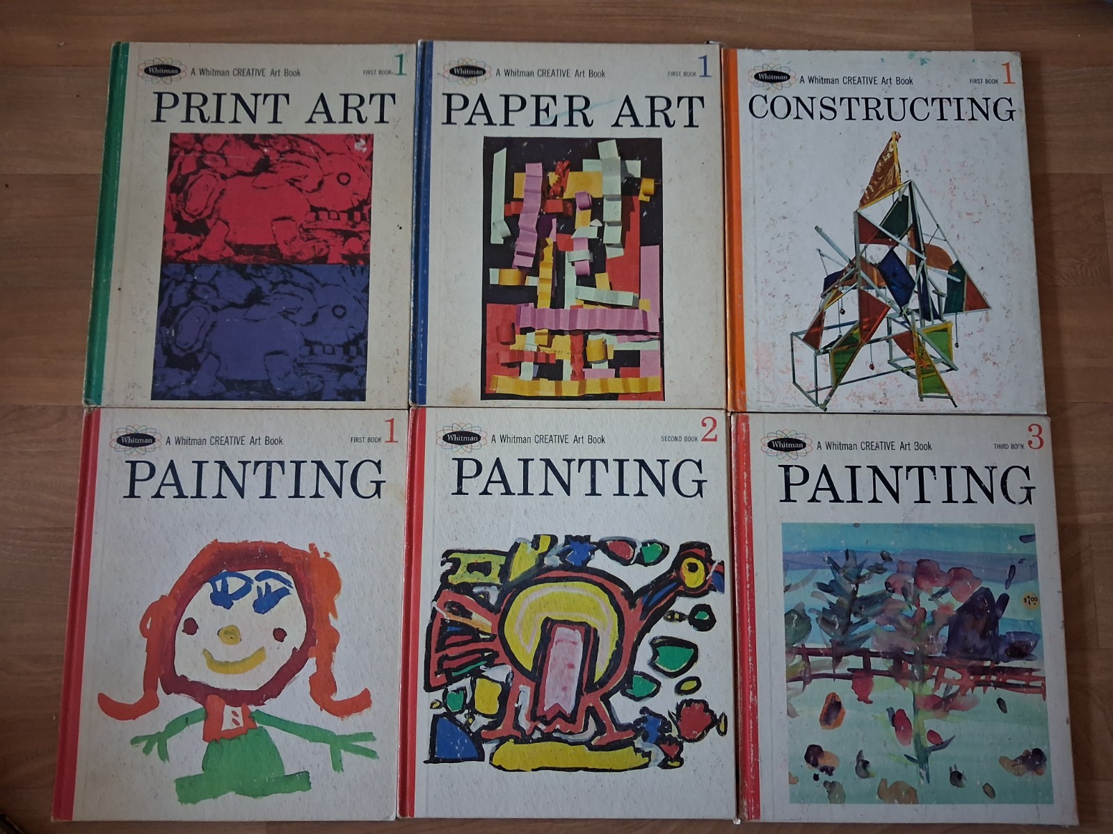 6 Vintage 1966 Whitman Creative Art Books Painting Print Paper Construction