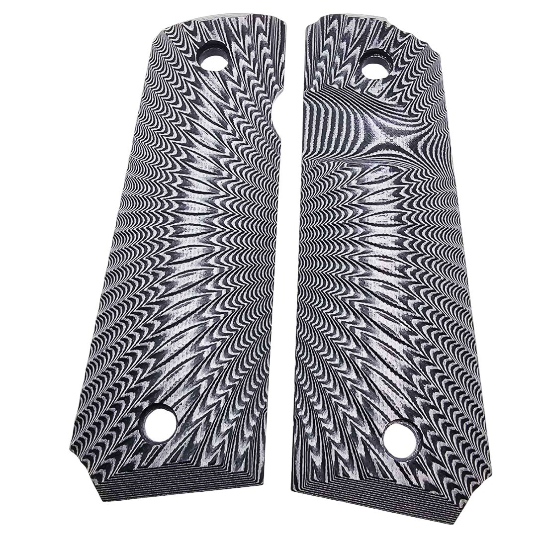 1911 G10 Grips Full Size Gray Black Sunburst Ambi Non-Slip Tactical CNC