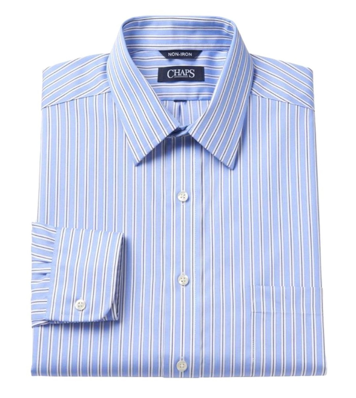Chaps Men's Dress Shirt Classic-Fit 100% Cotton Blue Gray Stripe NWT Chaps Men's Dress Shirt Classic-Fit 100% Cotton Blue Gray Stripe NWT