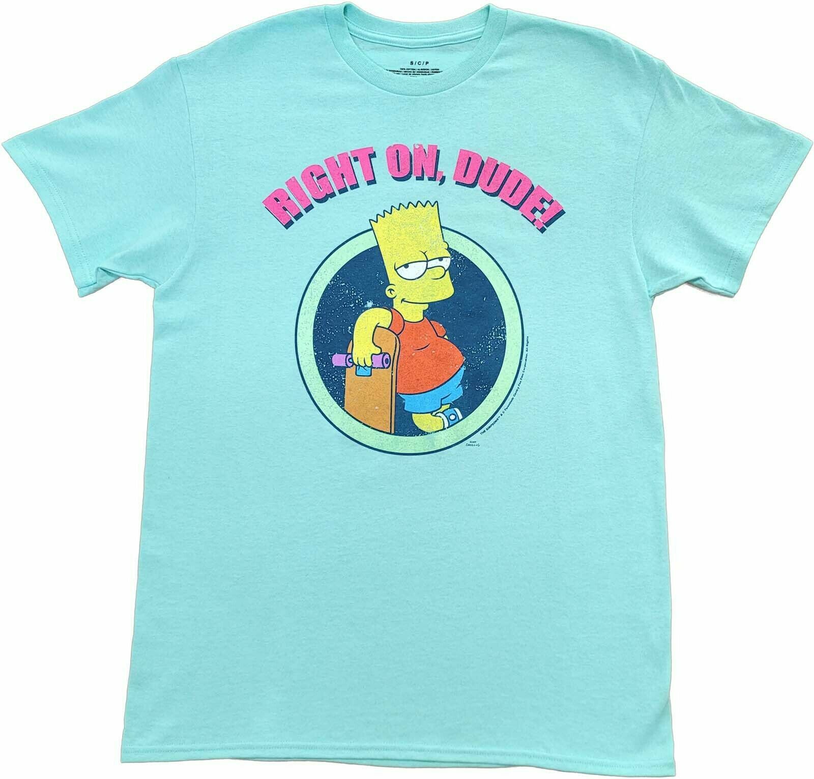 The Simpsons Bart Right On Dude Retro Vintage Cartoon Tee Shirt New 