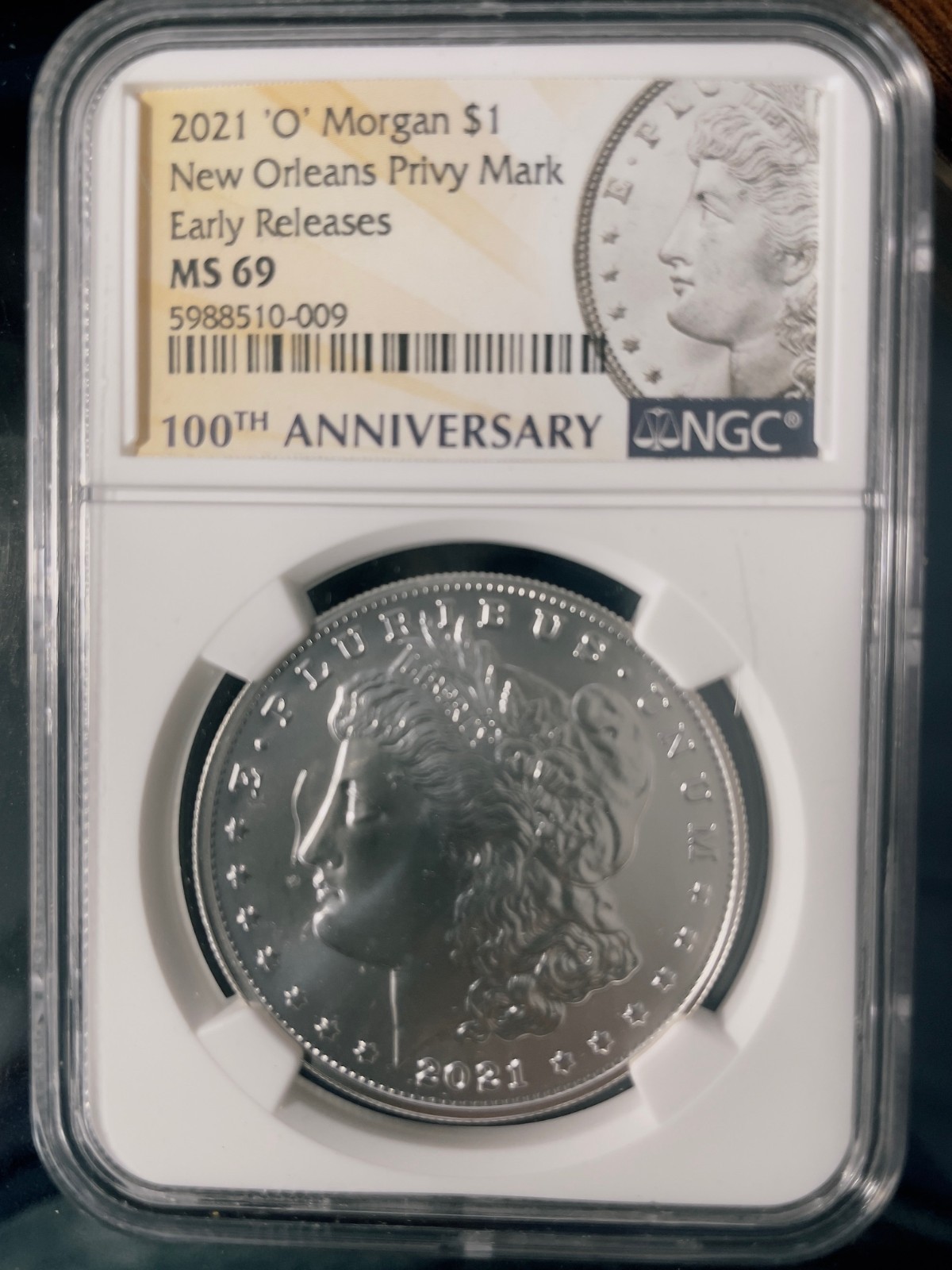2021-O MORGAN SILVER DOLLAR NEW ORLEANS PRIVY MARK EARLY RELEASES MS69 NGC