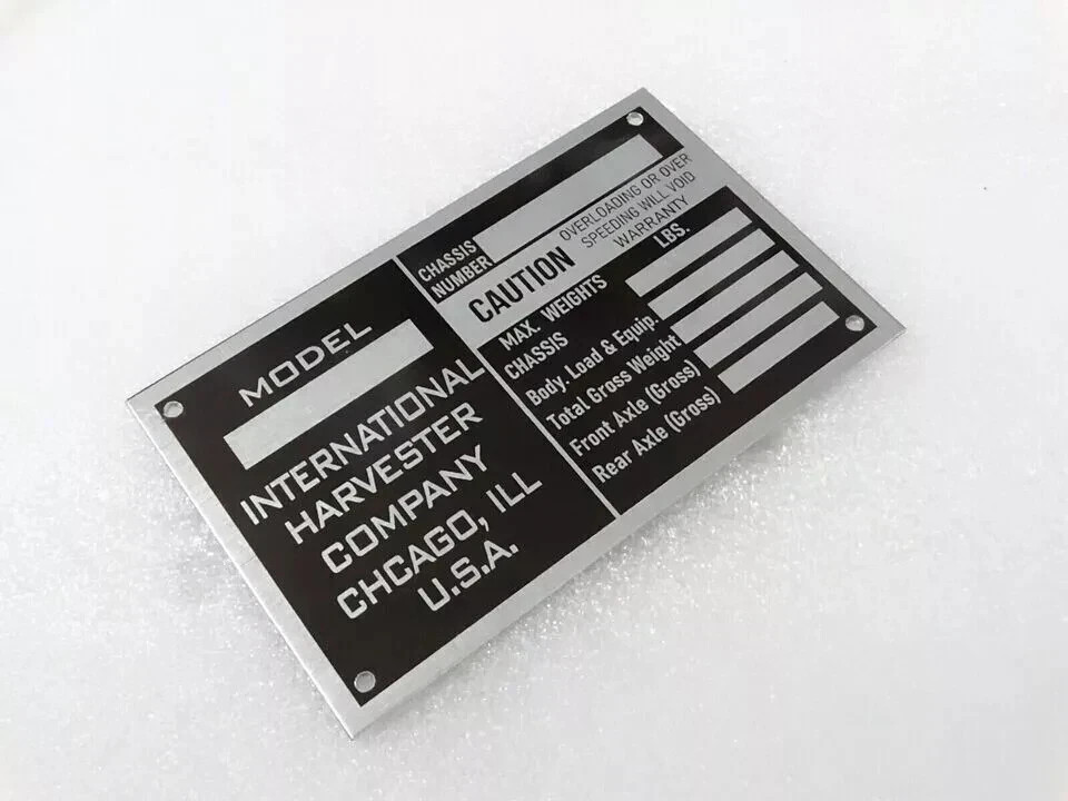 DATA PLATE FOR VINTAGE INTERNATIONAL HARVESTER COMPANY TRUCK DATE |Fit For