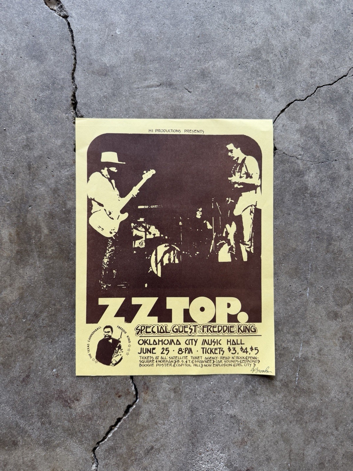 Rare 1973 Vintage ZZ Top Freddie King Original Concert Handbill Flyer Signed
