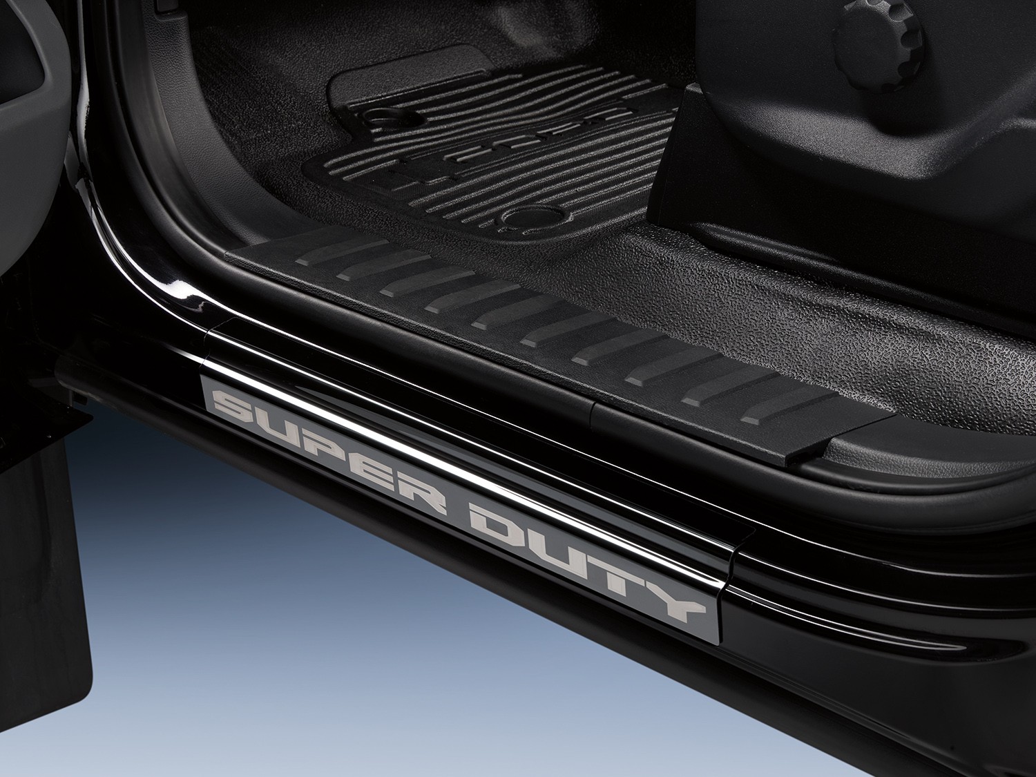 Ford 2pc Door Sill Plate Kit Super Duty 2023-2027 Black Platinum Stainless Steel