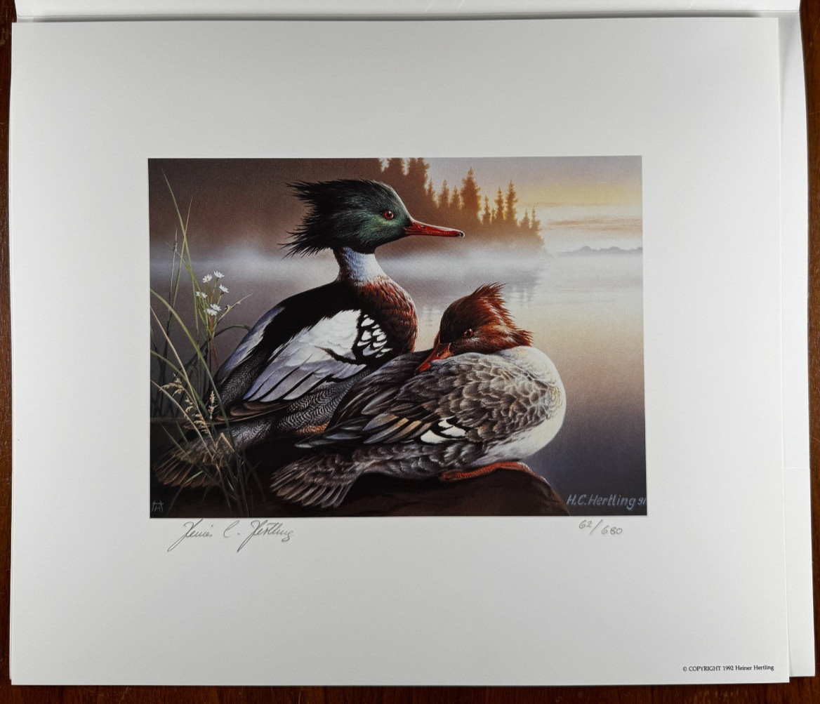 1992 Michigan Duck Stamp Print Heiner Hertling MNH Stamp Folio #62/680