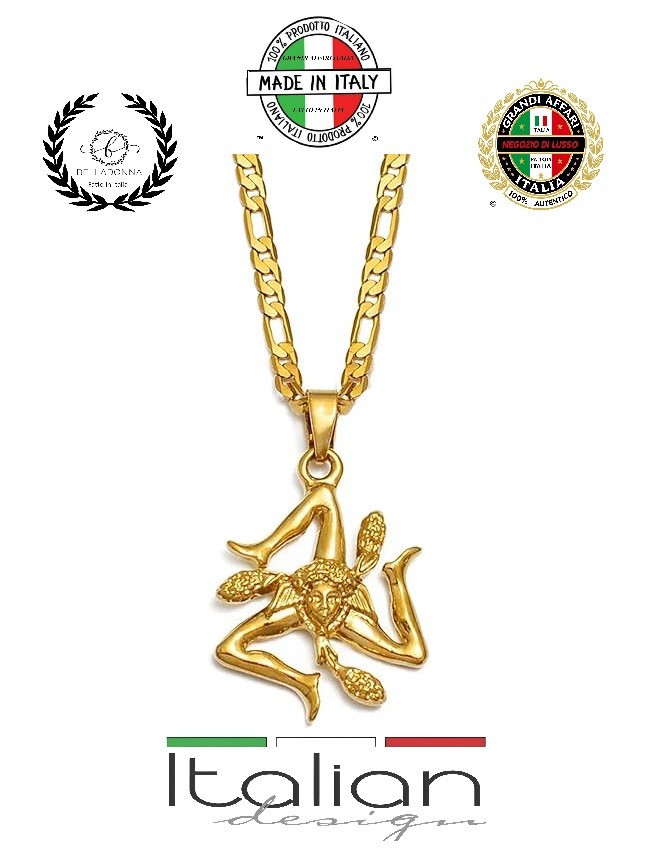 Italian 18k Trinacria Sicilian Pendant Necklace GP 18 Italian 18k Trinacria Sicilian Pendant Necklace GP 18