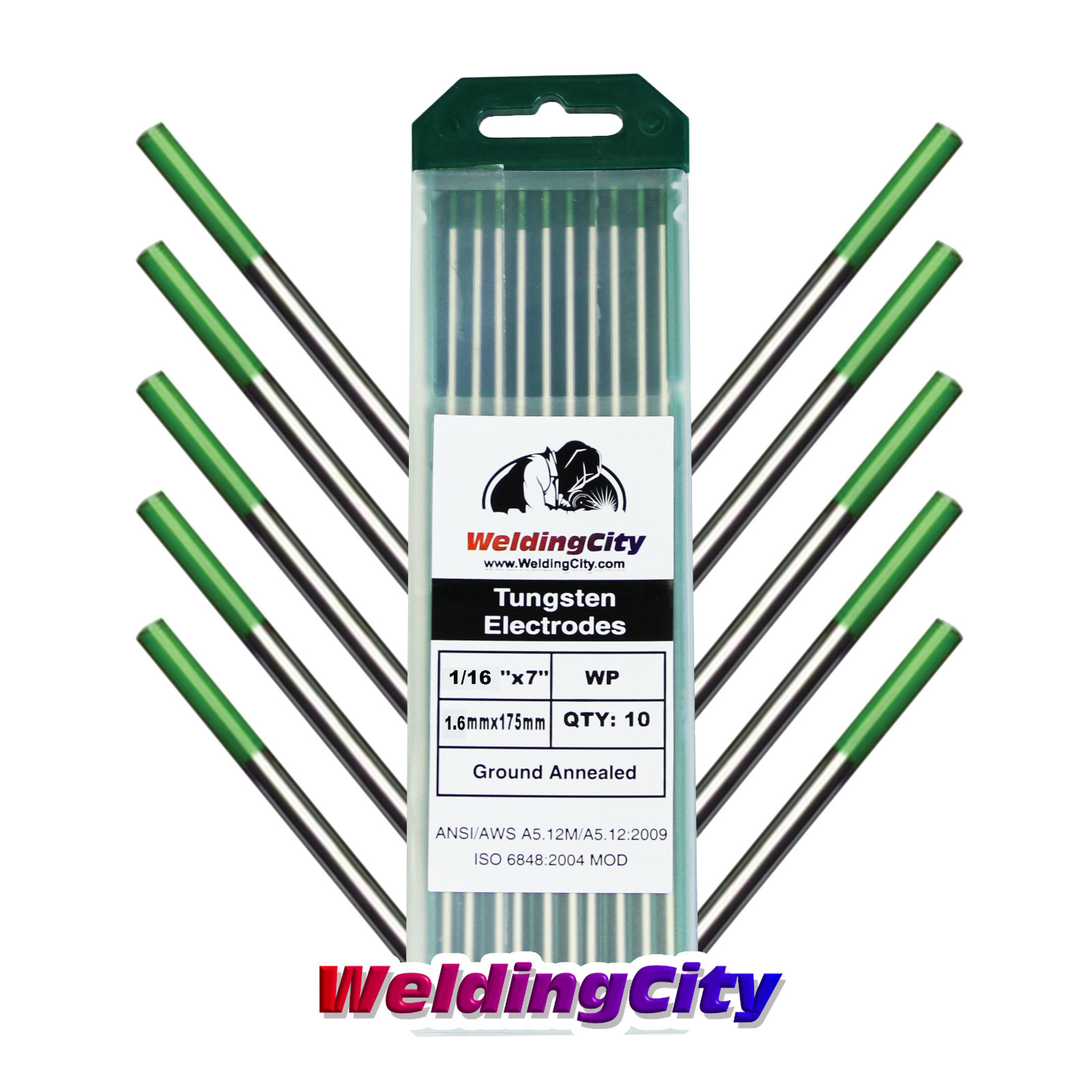 WeldingCity® 10-pk TIG Welding Tungsten Electrode Pure (Green) 1/16\