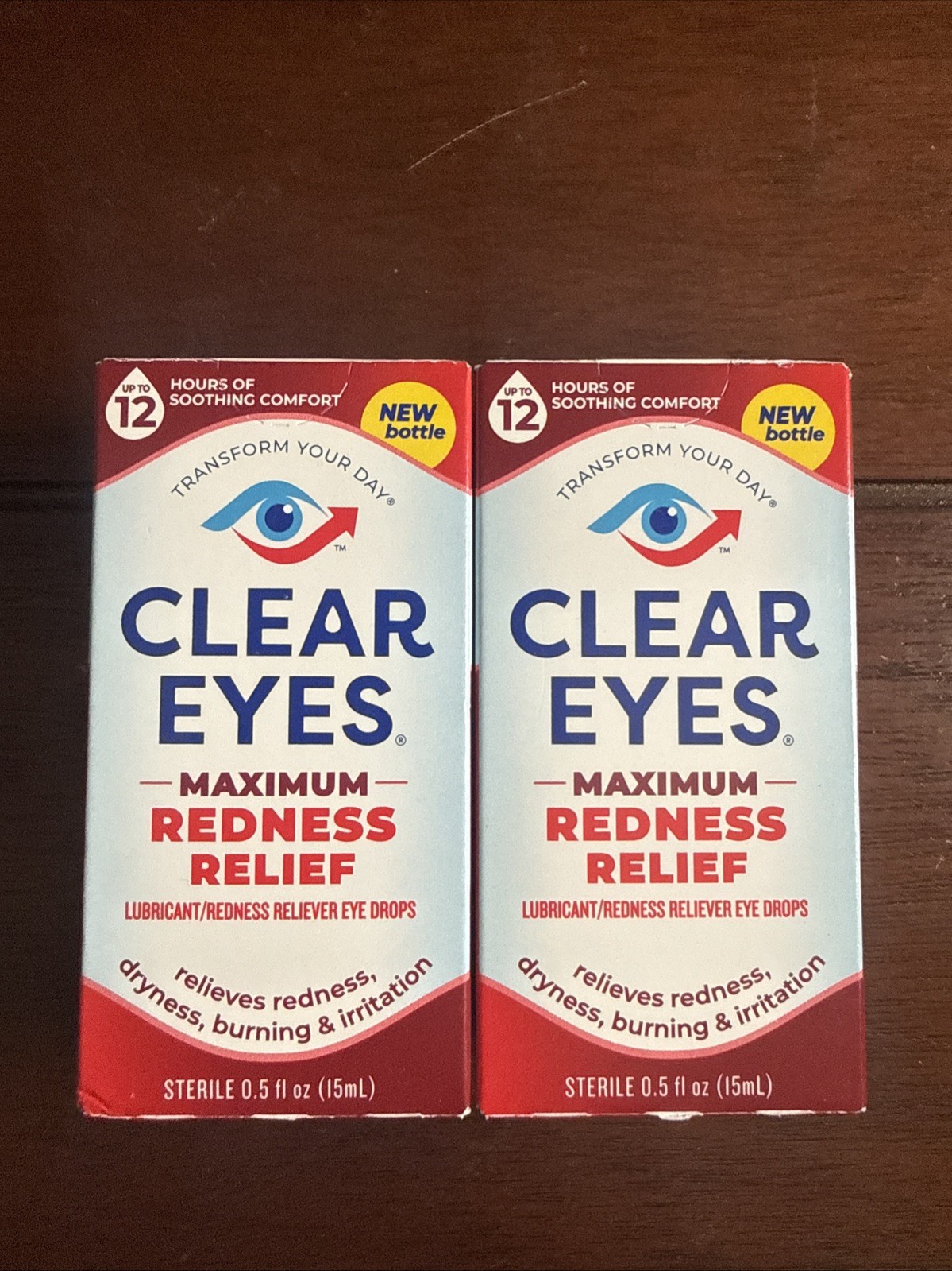 LOT OF 2 Clear Eyes, Maximum Redness Relief Eye Drops, 0.5 Fl Oz EXP 06/2027