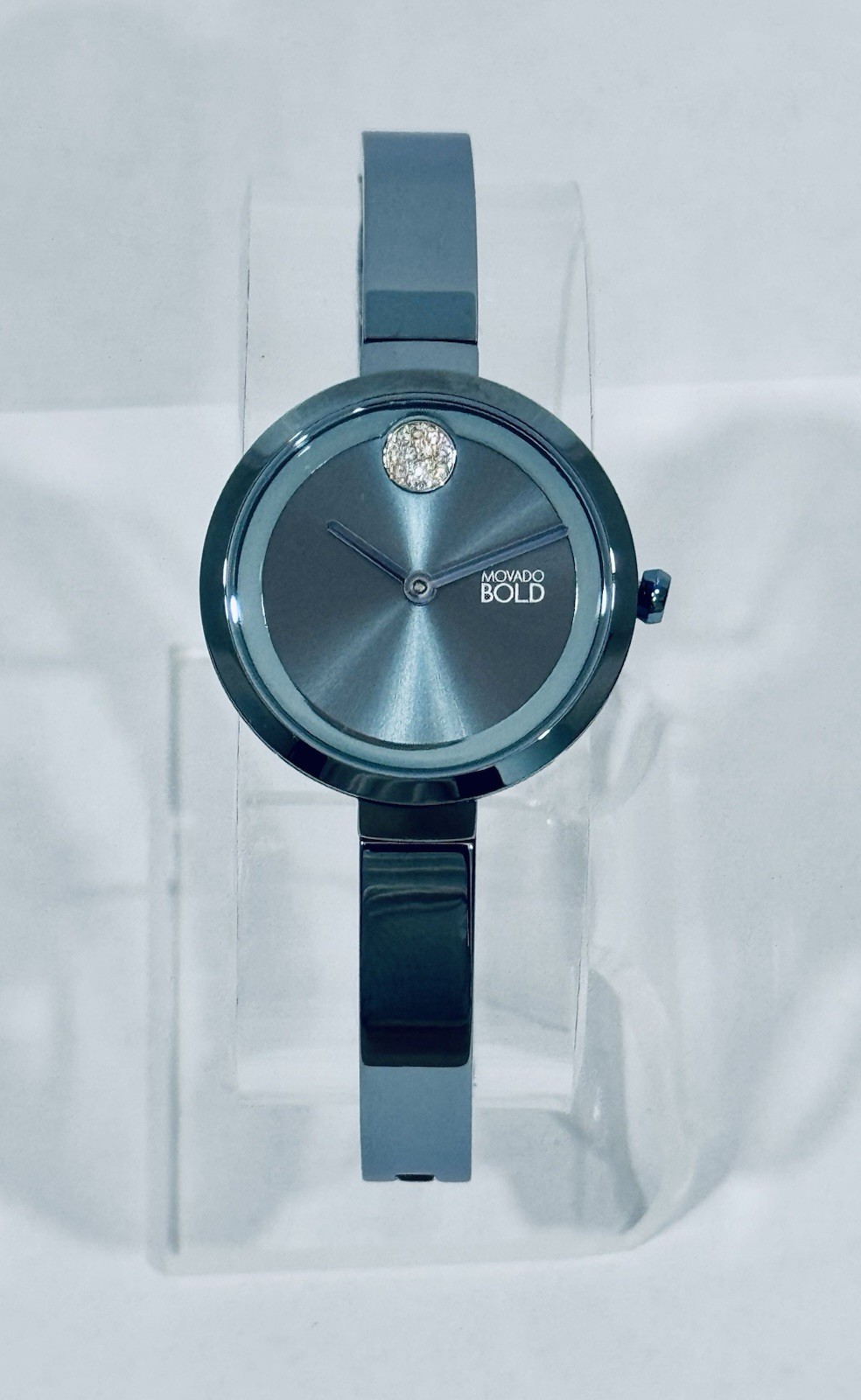 Brand New Movado Bold Trend Women’s Blue Stainless Steel Bangle Watch 3601009 Brand New Movado Bold Trend Women’s Blue Stainless Steel Bangle Watch 3601009