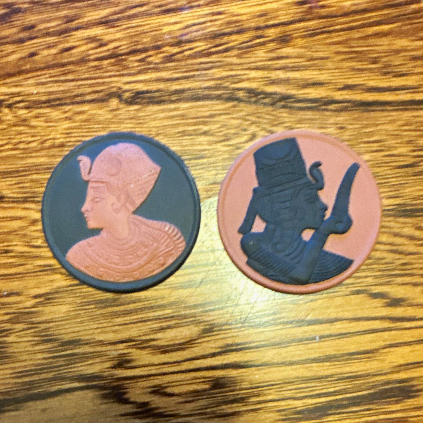 Rare Vintage Wedgwood Egyptian Collection Jasperware Medallion Pair