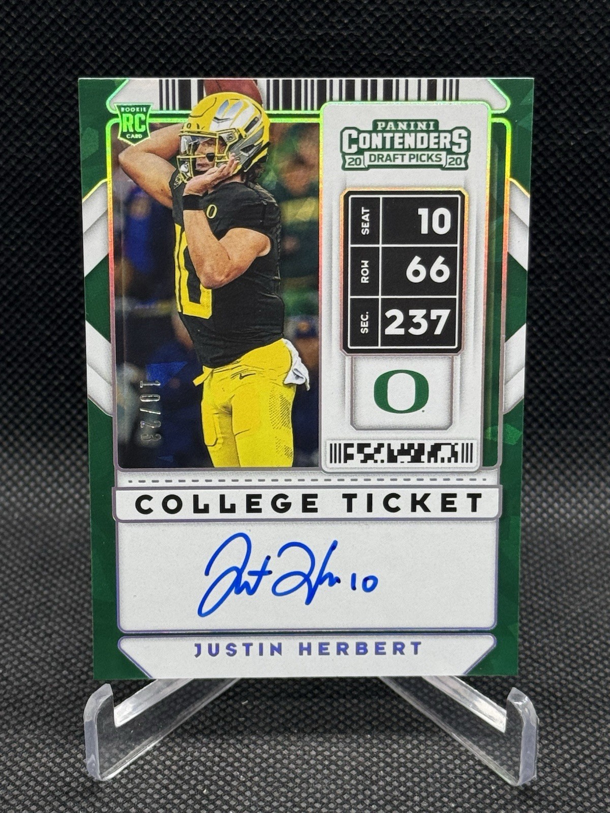 Panini 2020 Contenders Draft Picks Justin Herbert College Ticket Auto 10/23 