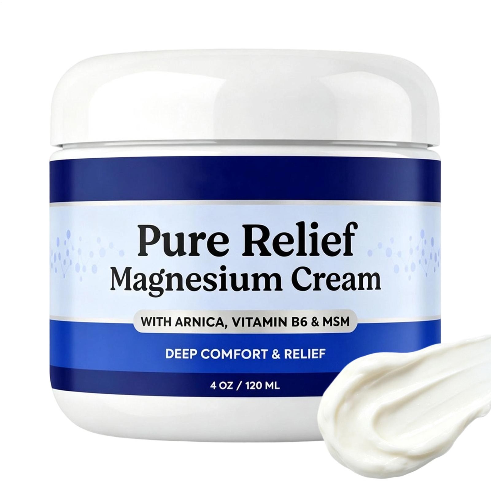 Pure Relief Magnesium Cream - Dead Sea Magnesium Lotion With MSM & Arnica